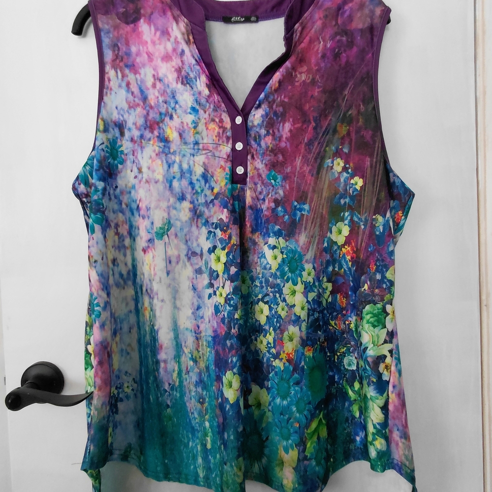 Ellie Multicolor Floral Sleeveless Blouse